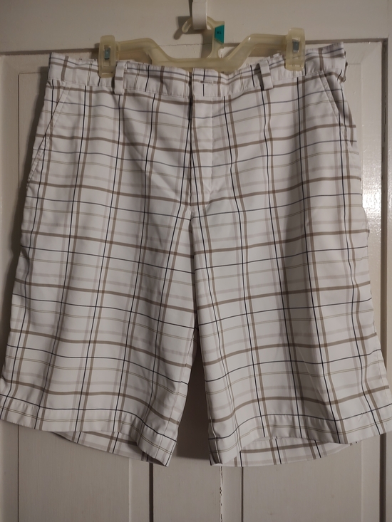 Nike Other - Nike Golf Dri-FIT Plaid Shorts White Beige Brown Black Men's Size 34